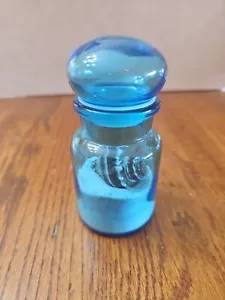 Barattolo Farmacia Vintage Piccolo Belgio Vetro Blu Belga MCM Bubble Top Bidone 5" - Foto 1 di 4