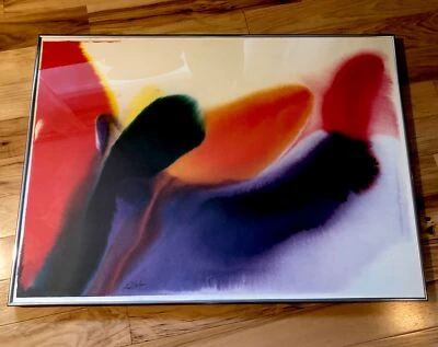 Paul Jenkins "Phenomena Green Barrymore" Impresión Enmarcada Arte Litografía 31x22 Leer Foto 1 de 4