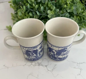 VTG Churchill England Blue and White Holstein Cow Coffee Mugs (2) - Imagen 1 de 6