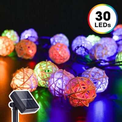 Rattan Ball Romantic Led Solar Lights Holiday Decoration Fairy Ball String Light - Image 1 of 4