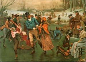 Postal de ESTANQUE DE PATINAJE por Frank Dadd ART 4x6 - Imagen 1 de 2