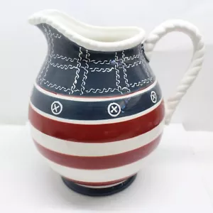 Certified International Ceramic Sea Boat Ocean Blue White PITCHER 9" Tall LARGE - Picture 1 of 7