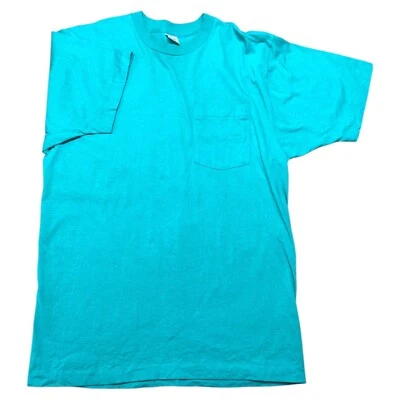 VINTAGE BVD Blank T-shirt Men Medium Green USA 90s Single Stitch Pocket Tee - Image 1 of 4