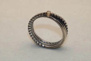 Pandora Rising Star Twist Bead Diamond Gold Sterling Silver Band Ring size 8.5 - Picture 1 of 6