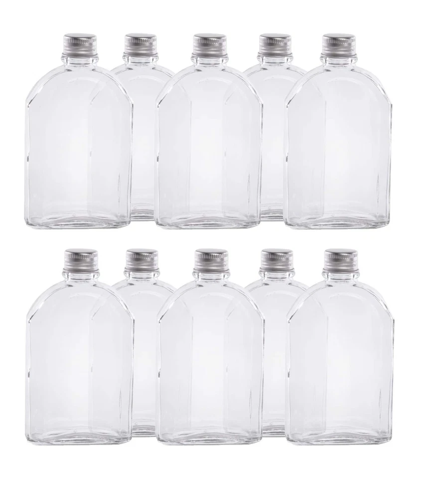 MAGNA RETAIL Glass Flask Bottles with Lids Sloe Gin Whisky Vodka Homemade - 200ml Set of 10