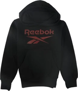 Reebok Boys Logo Hoodie Sweatshirt, Black, Big Kids (8-20), S - Picture 1 of 2