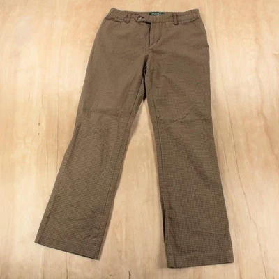 LAUREN RALPH LAUREN Adelle Pantalones chinos recortados de tiro bajo pata de gallo a cuadros talla 2 P Foto 1 de 4