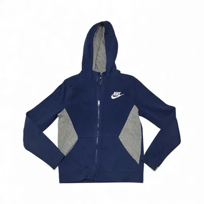 Nike Hoodie Boys XL Blue Gray Full Zip Swoosh Logo 939639-478 Athletic Jacket - Image 1 of 4