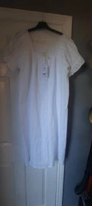 BNWTS NEXT White Square Neck Ruffle white 100% Cotton Nightie Slip sz M - Imagen 1 de 8