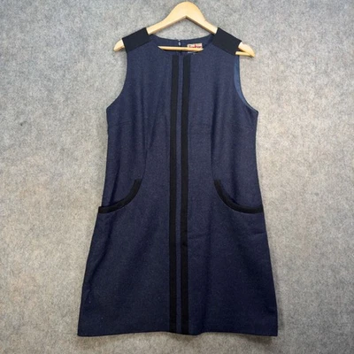 Boden Shift Dress UK 16R Navy Blue Black Moon Tweed Mix Wool Knee Length Pockets - Image 1 of 4