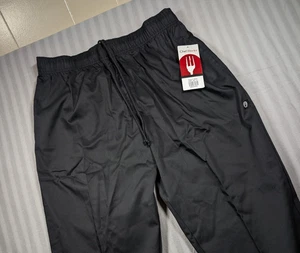 Chef Works Mens Black Baggy Work Pants Draw String Pockets Size XL - Picture 1 of 9