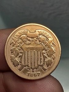 1867 Shield Two Cent Piece CLEANED? - Picture 1 of 4