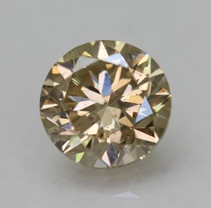 Cert 1.02 Carat Yellow Brown VVS2 Round Brilliant Natural Enhanced Diamond 6.22m - Picture 1 of 4