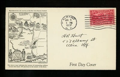 US FDC #644 Harris Hunt M-7 1927 Albany NY Burgoyne Campaign 1st Cachet - Image 1 of 2