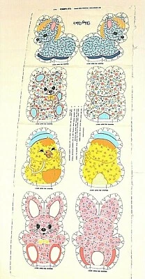 Panel de tela vintage sin cortar abrazo Um's Calico pony pollito conejito oso estampado Cranston Foto 1 de 4