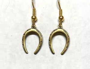 ACABADO ANTIGUO Pendientes Colgantes Latón - Diseño Herradura - Imagen 1 de 4