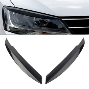 Glossy Black Headlight Eyelid Eyebrow Trim Cover For VW Jetta MK6 2010-2018 2017 - Picture 1 of 10