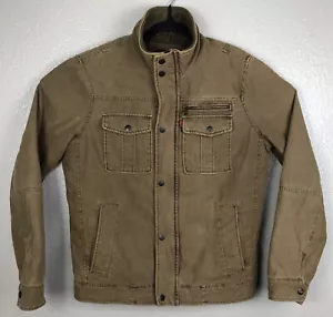 Levi's Commuter Denim Jacket Trucker Men’s S Brown Khaki Full Zip Biker Insulate - Picture 1 of 12