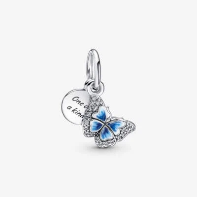 Pandora Blue Butterfly & Quote Double Dangle Charm - Bild 1 von 4
