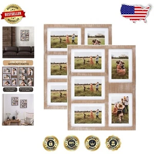 5-Photo 4x6/5x7 Collage Picture Frame Set - Rustic Wood for Home Memories - Picture 1 of 11
