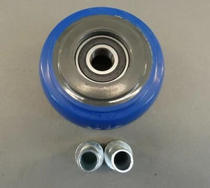 RWM Blue Rubber Wheel Caster Rollers 4" x 2" XLM Bearing - NEW Surplus! - Picture 1 of 5