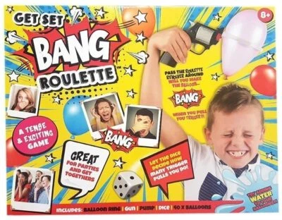 NEW GET SET BANG  ROULETTE SHOOTING GAME IN PRINTED BOX WITH 40 BALLOONS FAMILY - Image 1 of 4