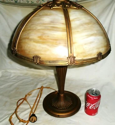 КАК НОВАЯ АНТИКВАРНАЯ МИССИЯ ДЕКОРАТИВНО-ПРИКЛАДНОГО ИСКУССТВА ШЛАКОВОЕ СТЕКЛО МЕТАЛЛИЧЕСКАЯ ПАНЕЛЬ ЛАМПА С ПОДПИСЬЮ EM & CO. - Изображение 1 из 4