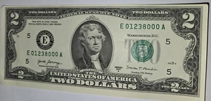 Uncirculated $2 Bill 2017A Series Number 38000 Bill US Currency - Picture 1 of 3