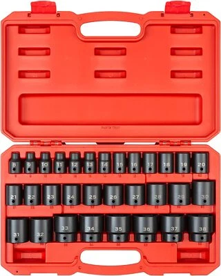 Tekton 1/2 Inch Drive 6-Point Impact Socket Set, 31-Piece (8-38 Mm) | SID92327 - Image 1 of 4
