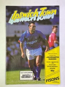 IPSWICH TOWN V 1989/90 WOLVERHAMPTON WANDERERS 16-09-1989 DIVISIÓN 2 - Imagen 1 de 1