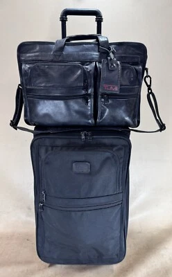 Preowned Tumi Carry On Set 2 Wheeled 22” Suitcase & 16” Leather Expand Briefcase - Image 1 of 4