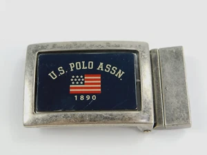 Vintage US Polo ASSN 1890 Reversible Metal Belt Buckle American Flag - Picture 1 of 4