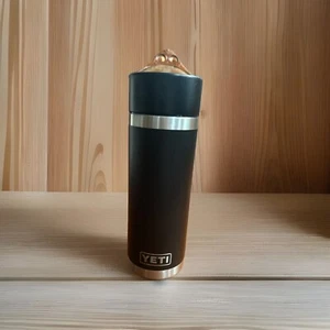 Black YETI Rambler 18oz Stainless Steel Bottle Vacuum Insulated Hot Shot Cap - Picture 1 of 7