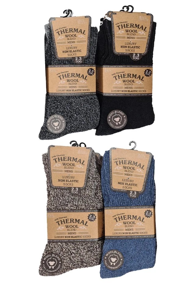 Men's THERMAL SOCKS Full Cushion Wool Blended Non Elasticated Socks 2.3 TOG - Image 1 of 1