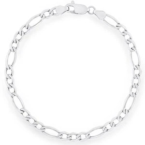 Real Genuine Solid 925 Sterling Silver Figero Bracelet 3mm 8 Inch Mens - Picture 1 of 6