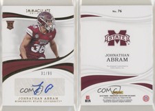 2019 Panini Immaculate Collegiate Auto /99 Johnathan Abram #76 Rookie Auto RC