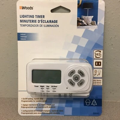 Temporizador digital interior Woods 50043WD 125 voltios blanco Foto 1 de 2
