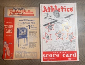 1941 & 1950 Athletics and Phillies Score Cards Vintage Lot Signed (Boston & Stl) - Picture 1 of 16