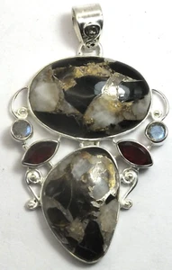 Cobre Turquesa Granate Labradorita 925 Plata de Ley Charm Colgante - LH224 - Imagen 1 de 7