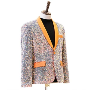 Men's Sequin Suit Blazer Dress Jacket Party Prom Wedding Sparkle Shiny Slim Chic - Picture 1 of 9