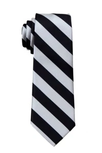 Boy's - Youth Silver and Black School College Striped Necktie - NWT - Picture 1 of 2