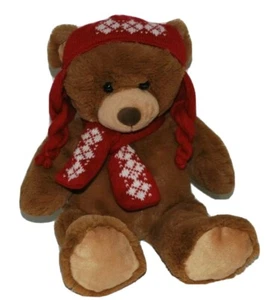 Arizona Jean Company Stuffed Bear Plush Brown Winter Hat & Scarf - Picture 1 of 10