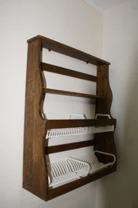 Credenza piattaia in legno da parete cucina arredamento antico vintage - Foto 1 di 1