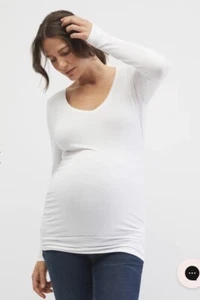 Motherhood Maternity Gray Long Sleeve V-Neck Side Ruched Maternity Top S | NWT - Picture 1 of 5