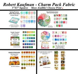 42PC Charm Pack Fabric by Robert Kaufman 5" Square Regular & Batik Choose Print - Picture 1 of 11