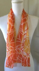 Groovy 10" x 46" MCM Style Scarf  Orange Yellow poly blend rectangle G39 - Picture 1 of 6