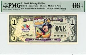 2009 $1 Disney Dollar Mickey & Pluto PMG 66 EPQ (DIS149)