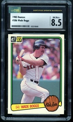 WADE BOGGS 1983 Donruss #586 Boston Red Sox Rookie RC Hall of Fame CSG 8.5 NM/MT - Image 1 of 2