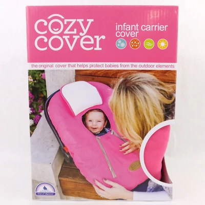 Cozy Cover Infant Carrier Cover Pink Secure Car Seat Cover Weatherproof Baby Zip - Image 1 of 4