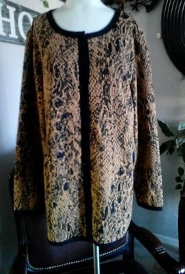 Chaqueta Dennis Basso Mujer Negra Dorada Estampado Serpiente Botón Frontal Talla L Foto 1 de 4